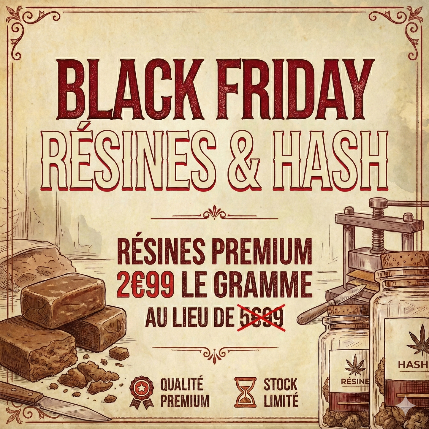 🔥 BLACK FRIDAY | RÉSINES & HASH PREMIUM 🔥 | 2€99 le Gr