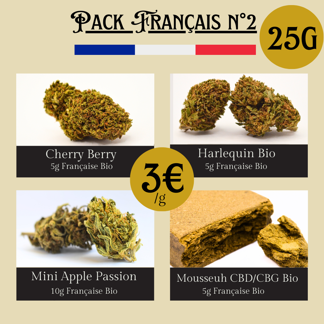  PACK Français n°2 20g = 3€ le gramme Herbo'CBD 